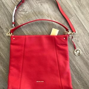 Michael Kors Red Large Convertible Hobo NWT LEX